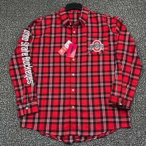 FOCO Ohio State Buckeyes Button Up Shirt Men Medium Red Plaid Flannel New M